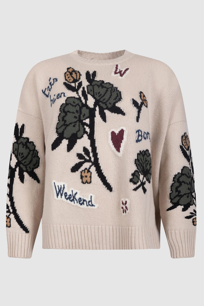 Maglia Oversize con Intarsi Floreali