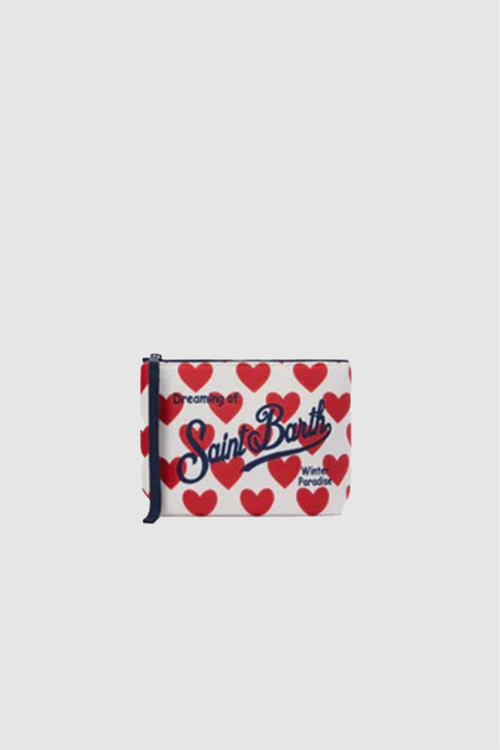 <BR/>Pochette Aline effetto lana con stampa cuori