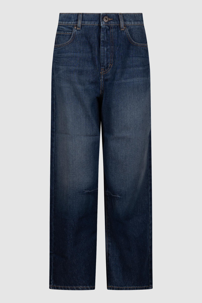 Jeans barrel leg in denim - Blu