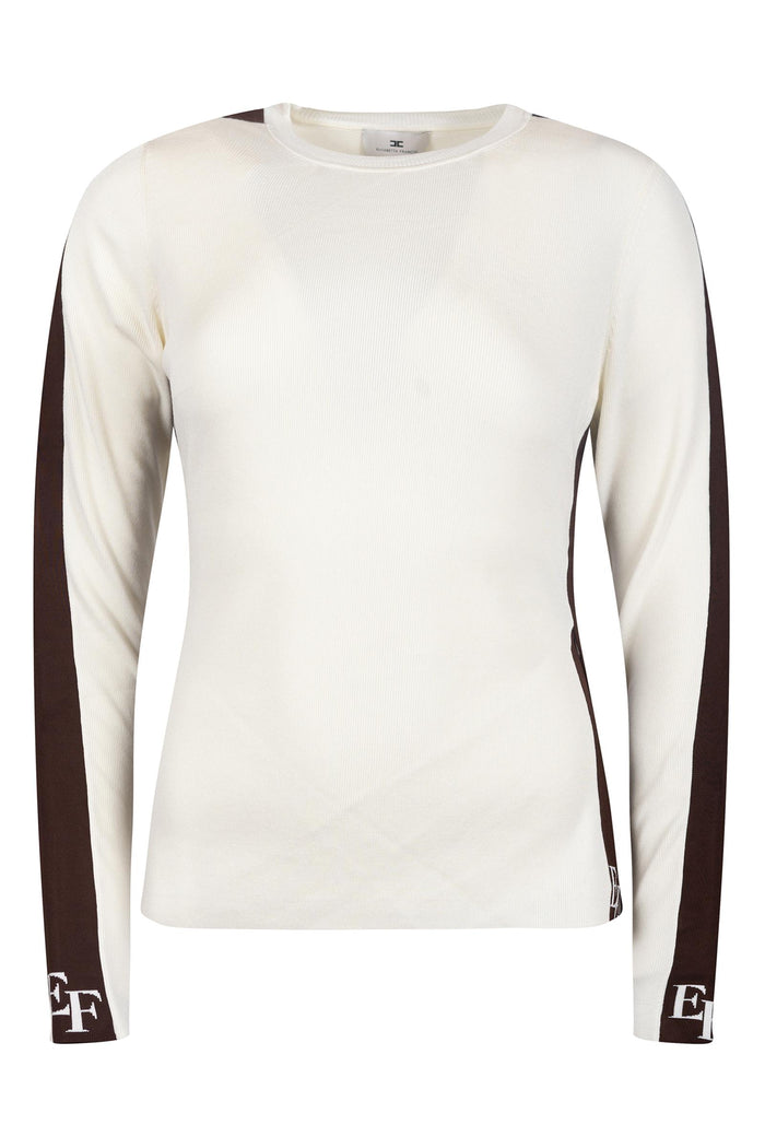 Maglia in viscosa con bande lucide-2