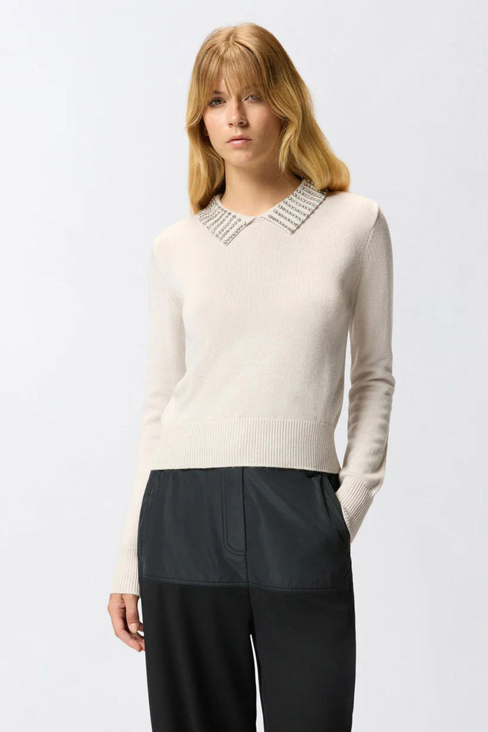 Maglia con colletto e strass-6