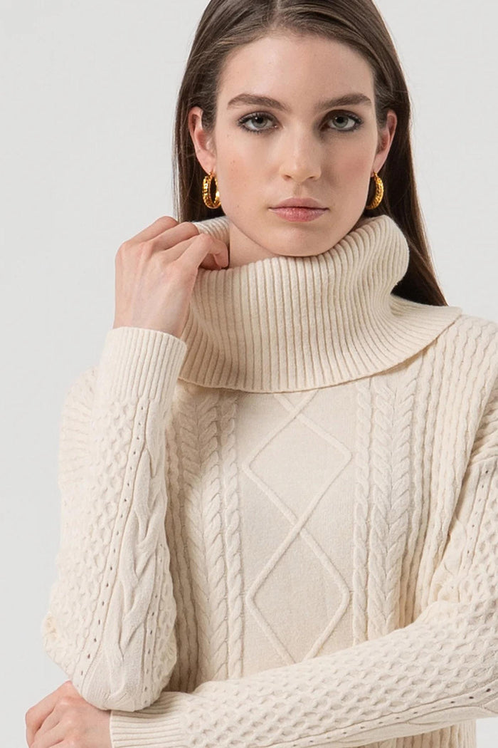 Maglia loose fit con punto treccia-2