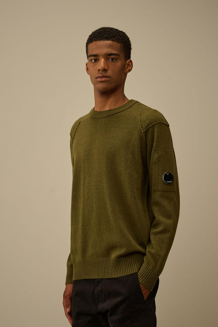 Maglione girocollo con lenti in lana d'agnello GRS-5