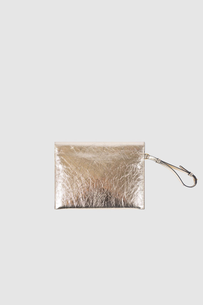 Pochette Envelope in Pelle Metallizzata Oro-2