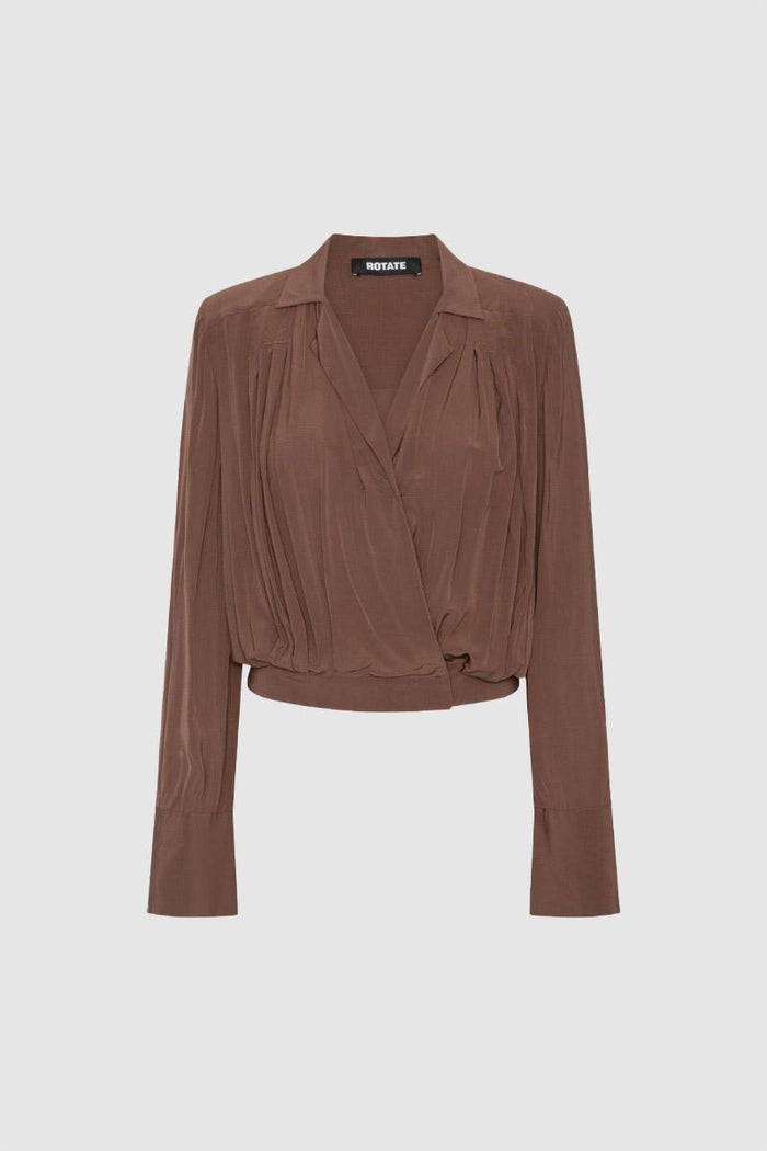 Top a pieghe marrone-1