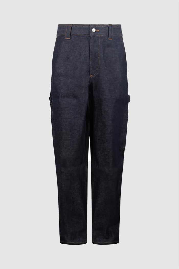 Jeans carpenter cargo in denim indaco scuro