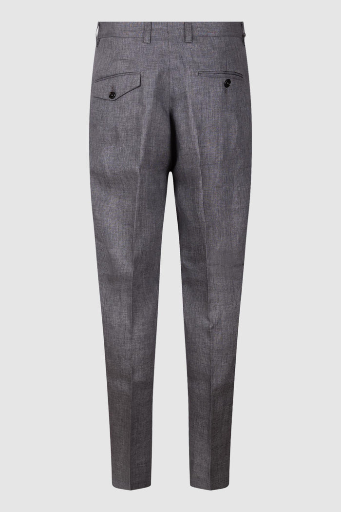 Pantaloni Slim in Lino Grigio Antracite-2