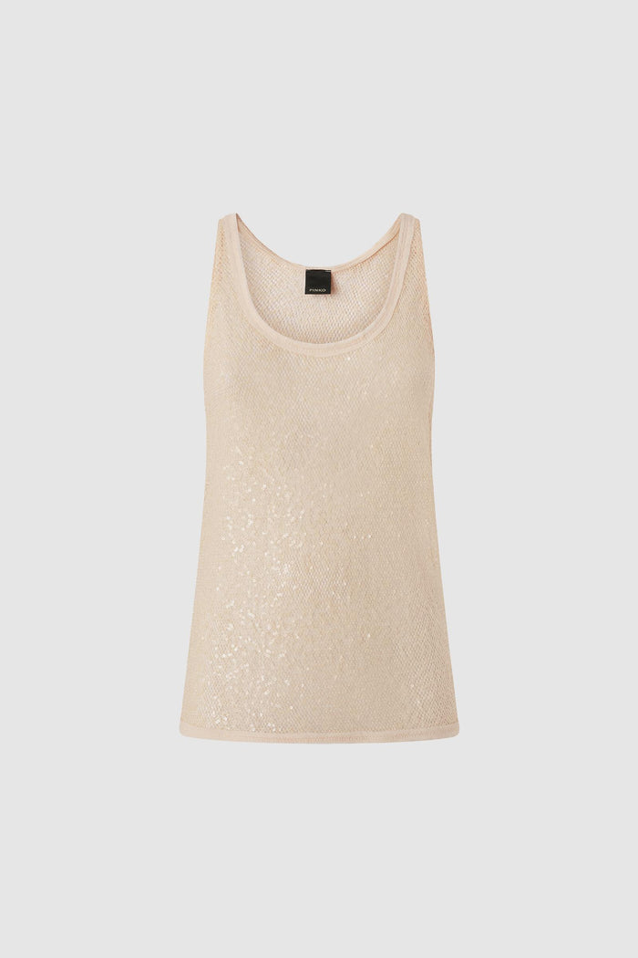 Top canottiera rete paillettes