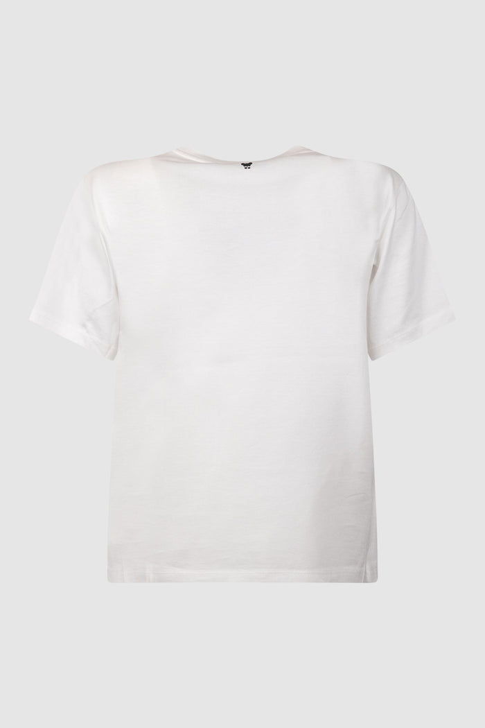 T-shirt in jersey con stampa e ricami - Bianco-2
