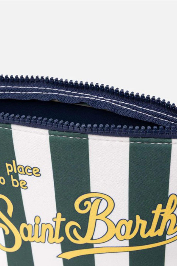 Pochette Aline in scuba con stampa a righe verdi-3