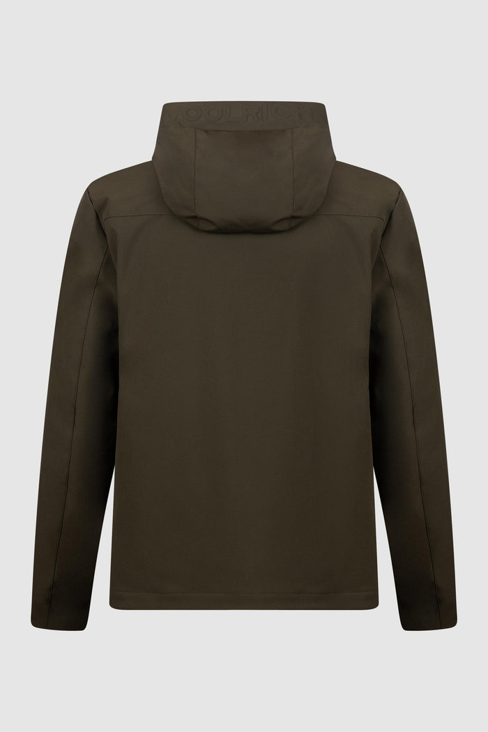 Giacca Softshell con Cappuccio Verde Militare-2
