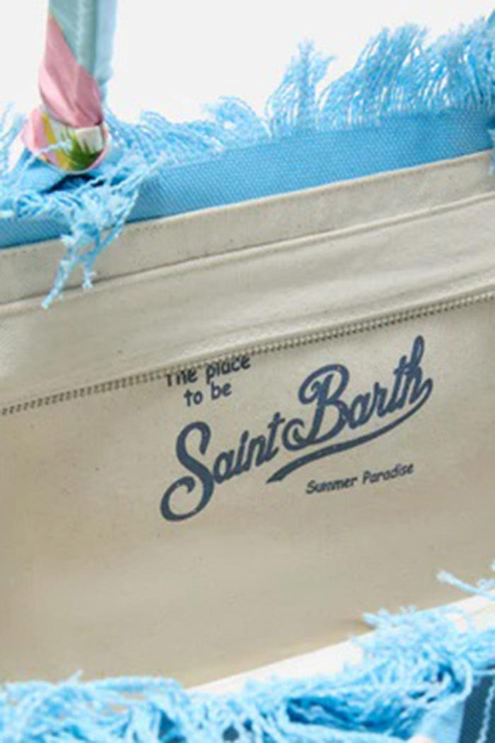 Borsa Vanity canvas stampa St Barth azzurro-4