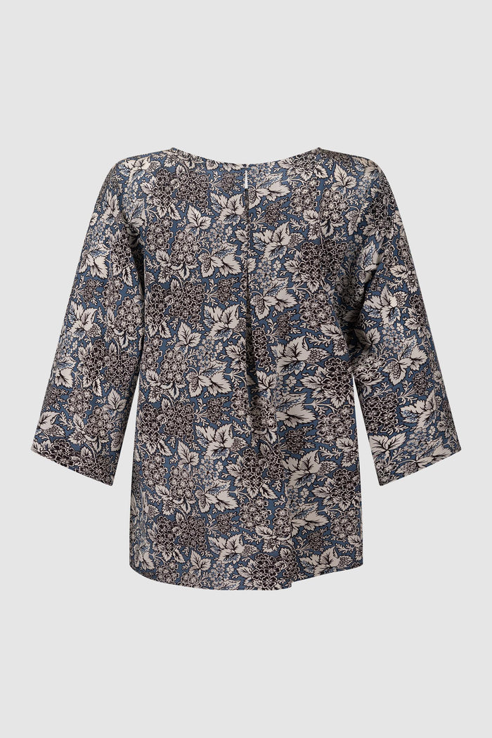 Blusa in crêpe de Chine di seta stampata-2