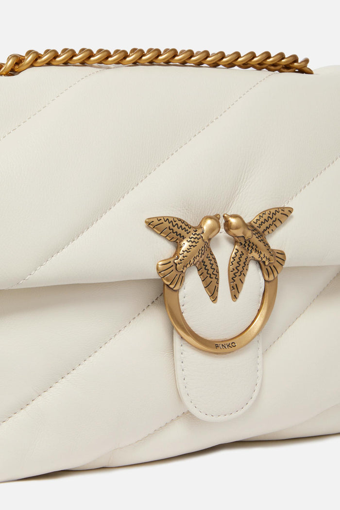 Borsa a tracolla media Love Bag Puff in nappa trapuntata con catena-3