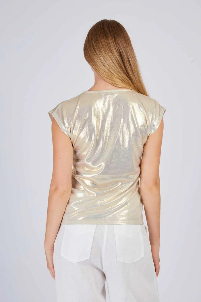 T-shirt metallizzata semplice ZELINA-4