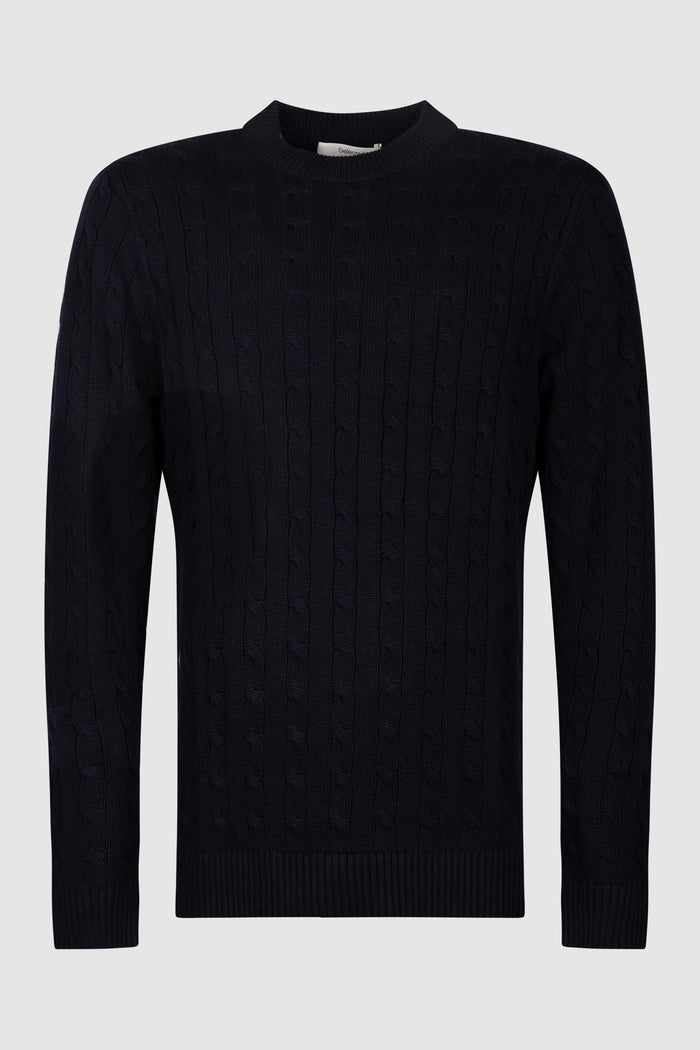 Maglione a trecce con collo rotondo-1