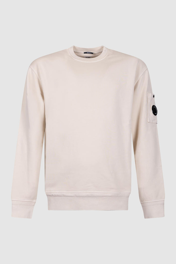 Felpa girocollo con lenti in pile diagonale di cotone tinto in capo