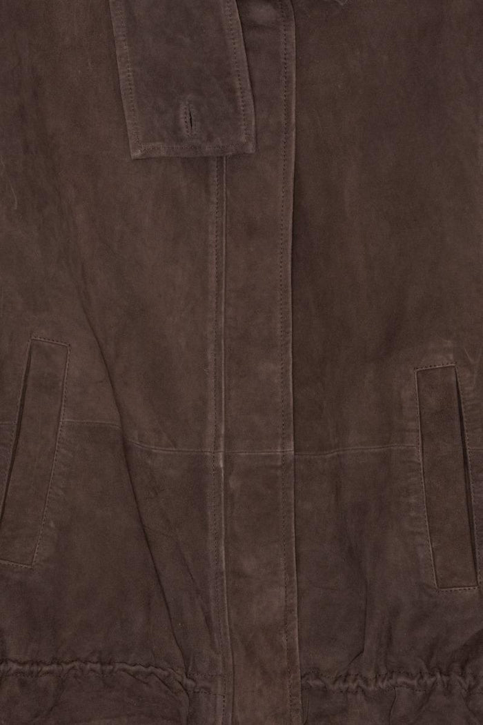Giacca di pelle oversize color cioccolato-3
