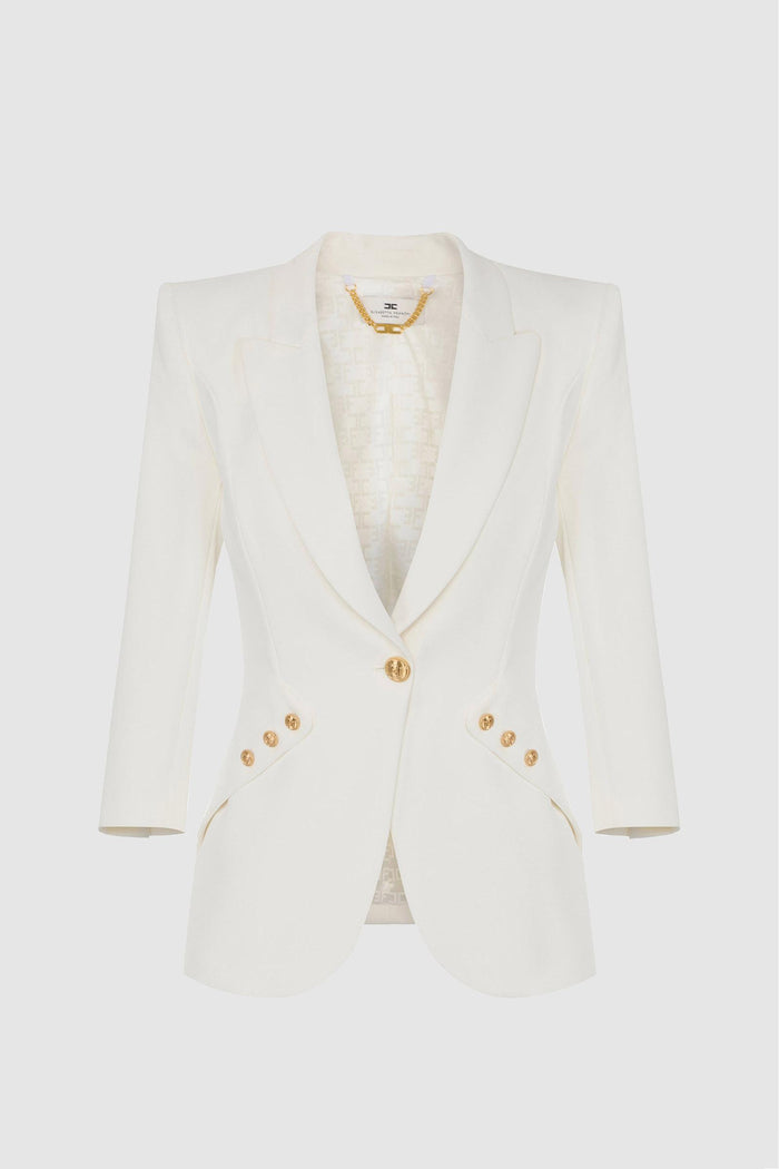 Giacca in doppio crêpe leggero con bottoni logati-1