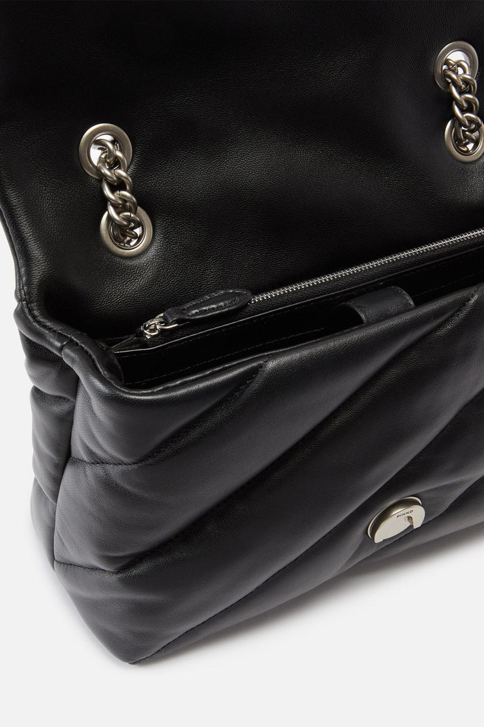 Borsa a tracolla media Love Bag Puff in nappa trapuntata con catena-4