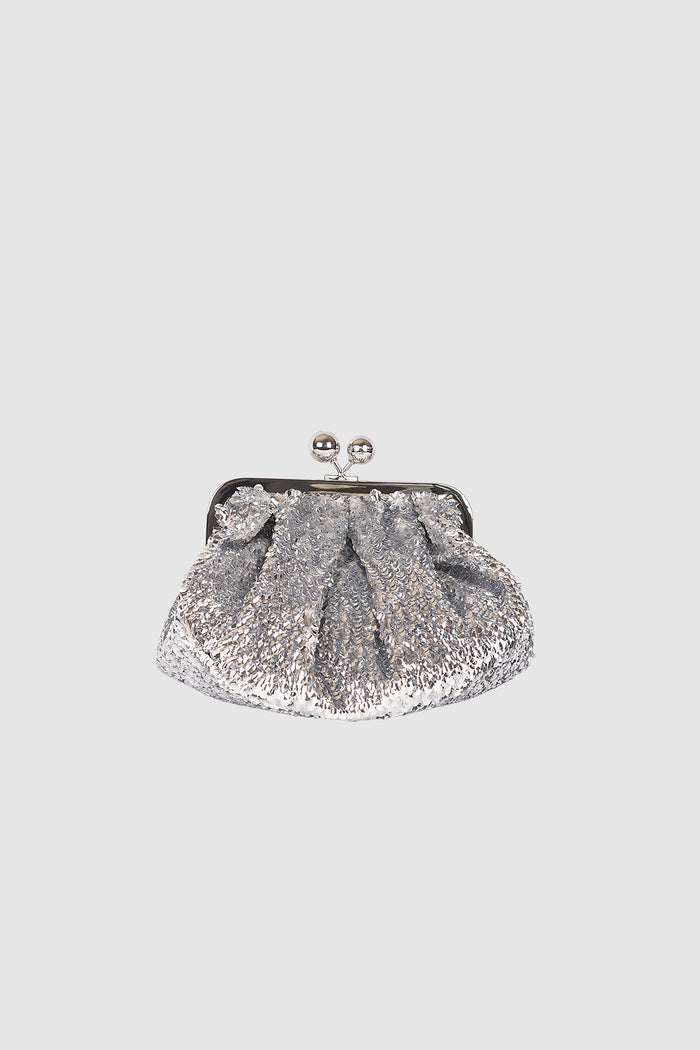 Pasticcino Bag small in raso con paillettes - Argento-2