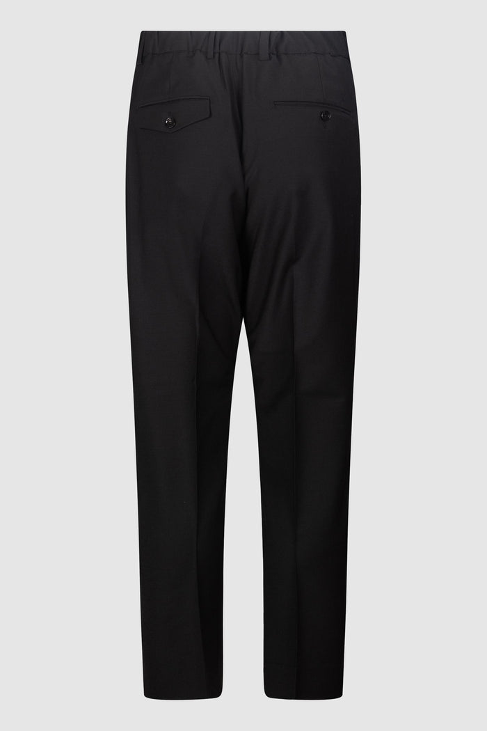 Pantaloni Classici a Vita Alta in Lana Nera-2