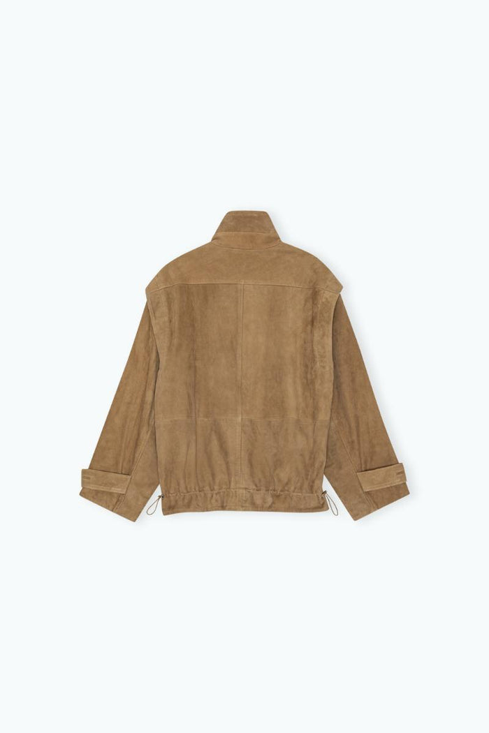 Giacca di pelle oversize marrone-2