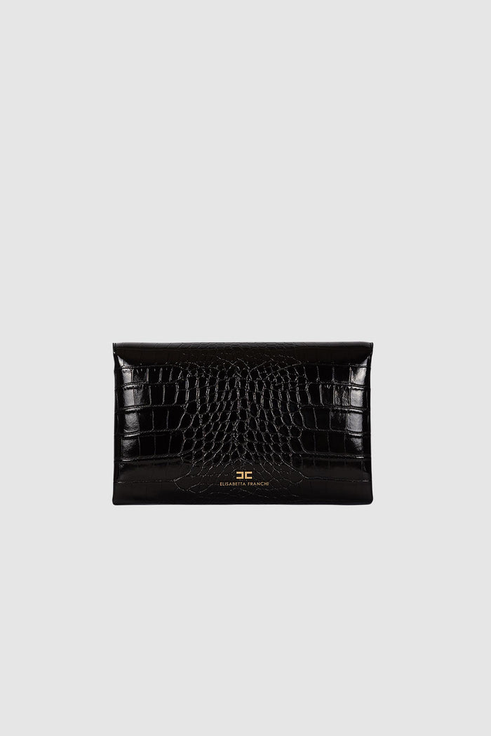 Pochette in Ecopelle Effetto Coccodrillo con Dettaglio Oro-2
