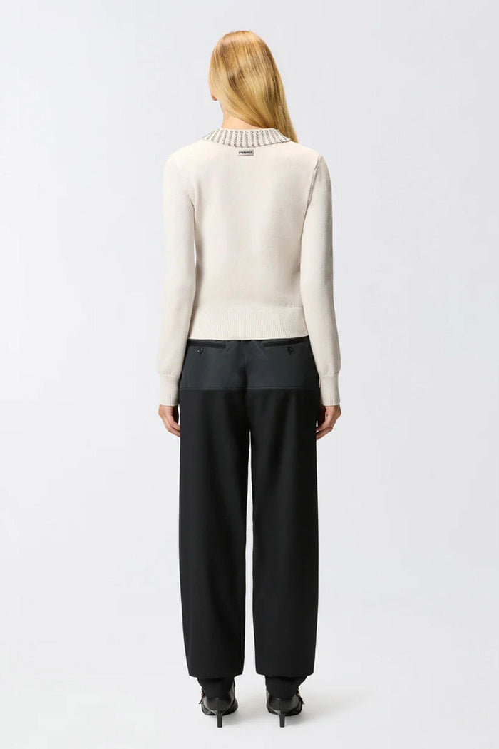 Maglia con colletto e strass-4