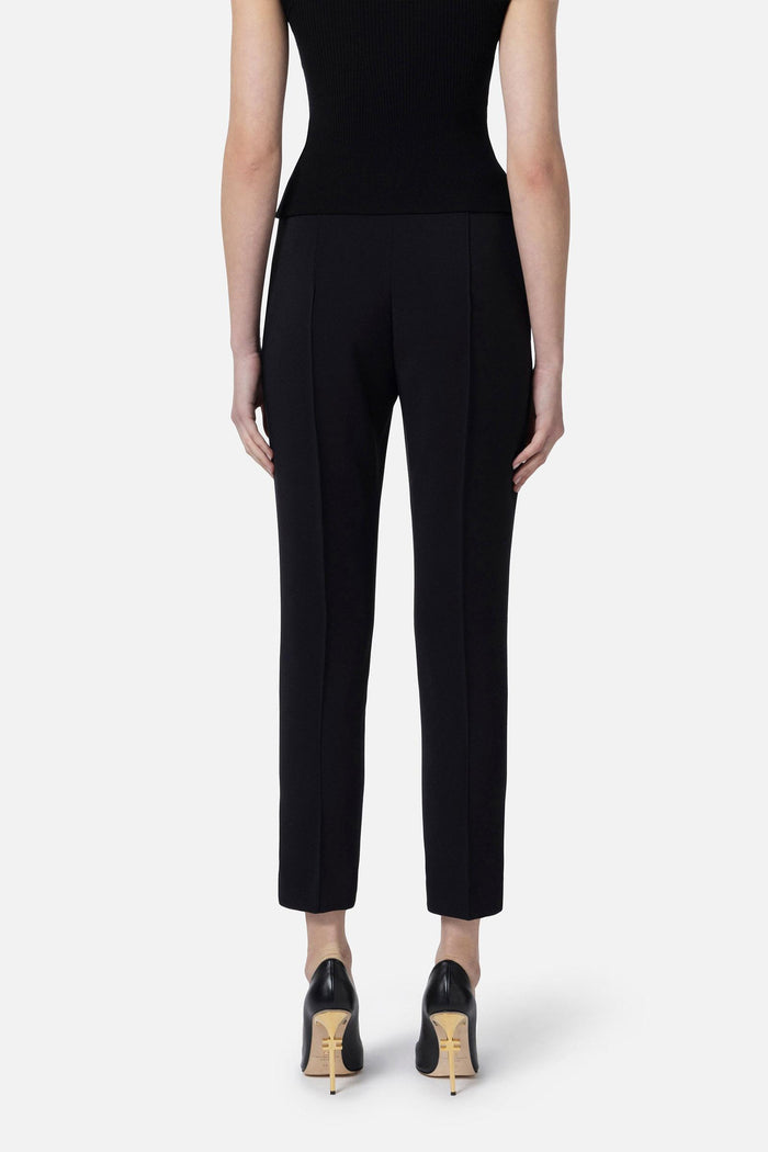 Pantaloni in crêpe con tasche e placca logo-3