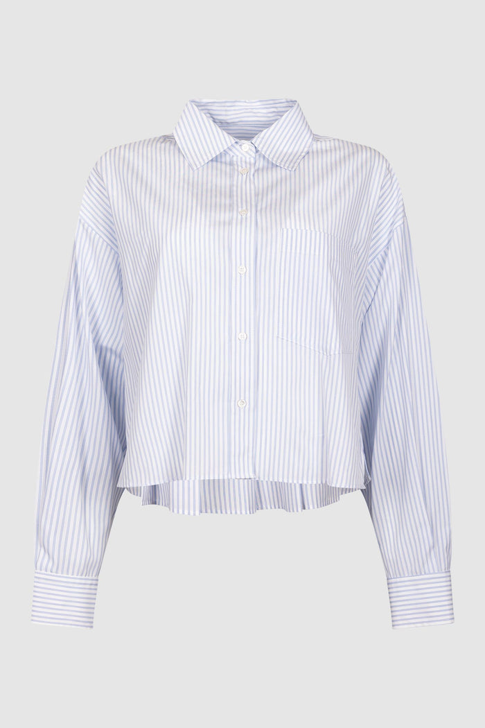 Camicia in popeline di cotone - Azzurro-1