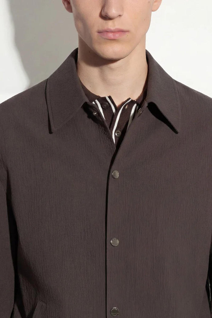 Giubbotto in seersucker di cotone marrone scuro-4