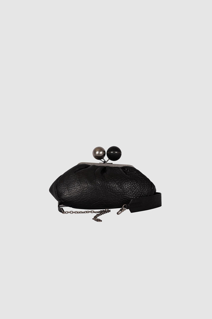 Borsa a mano in pelle martellata nera-2