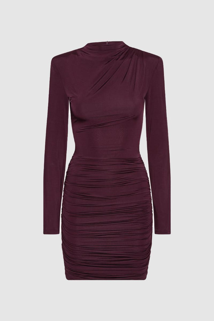 Mini abito drappeggiato bordeaux