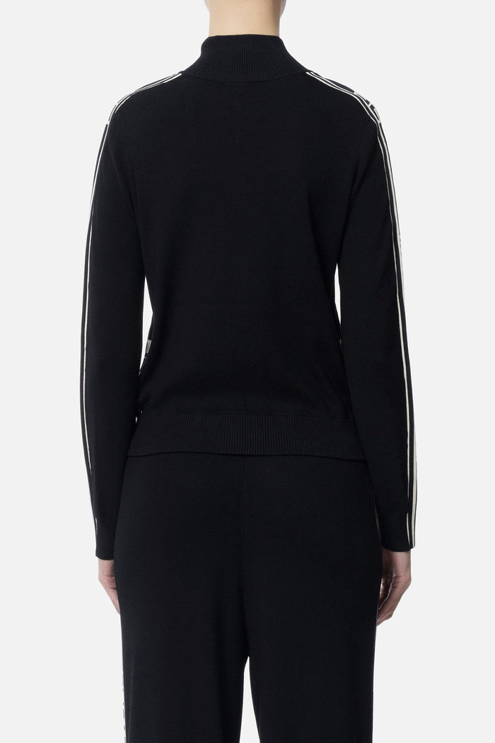 Cardigan in viscosa con bande a contrasto-3