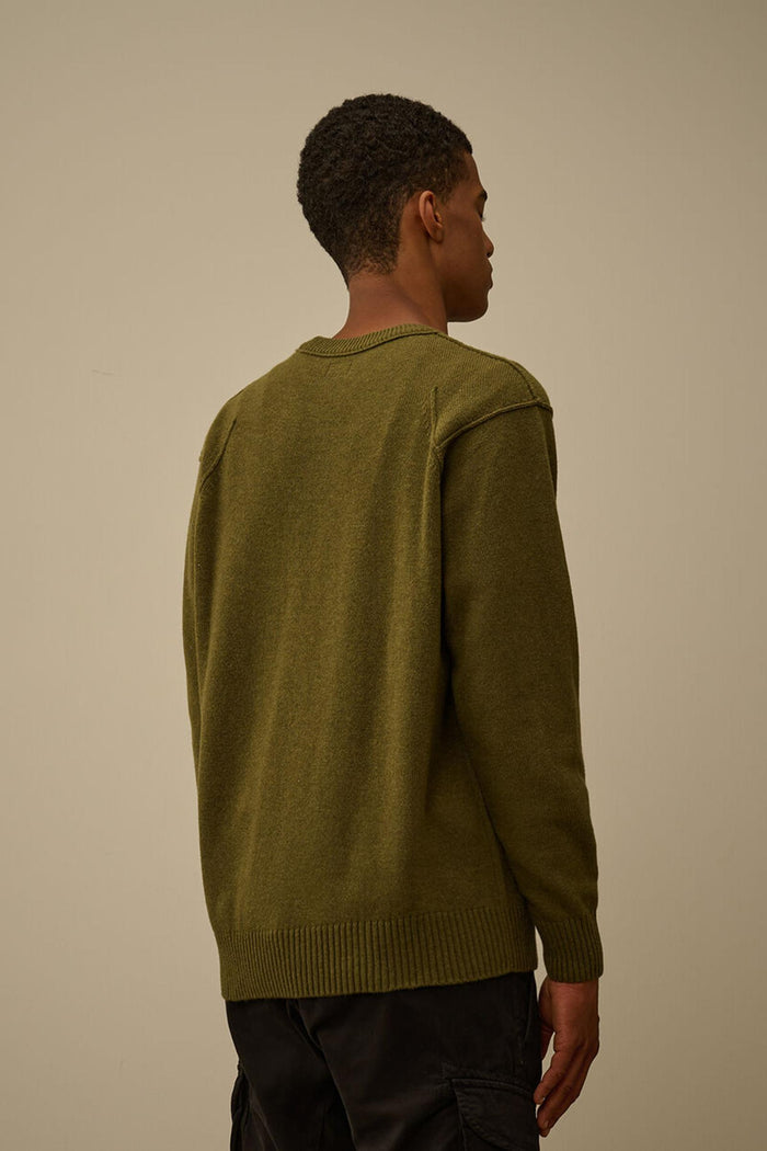 Maglione girocollo con lenti in lana d'agnello GRS-2