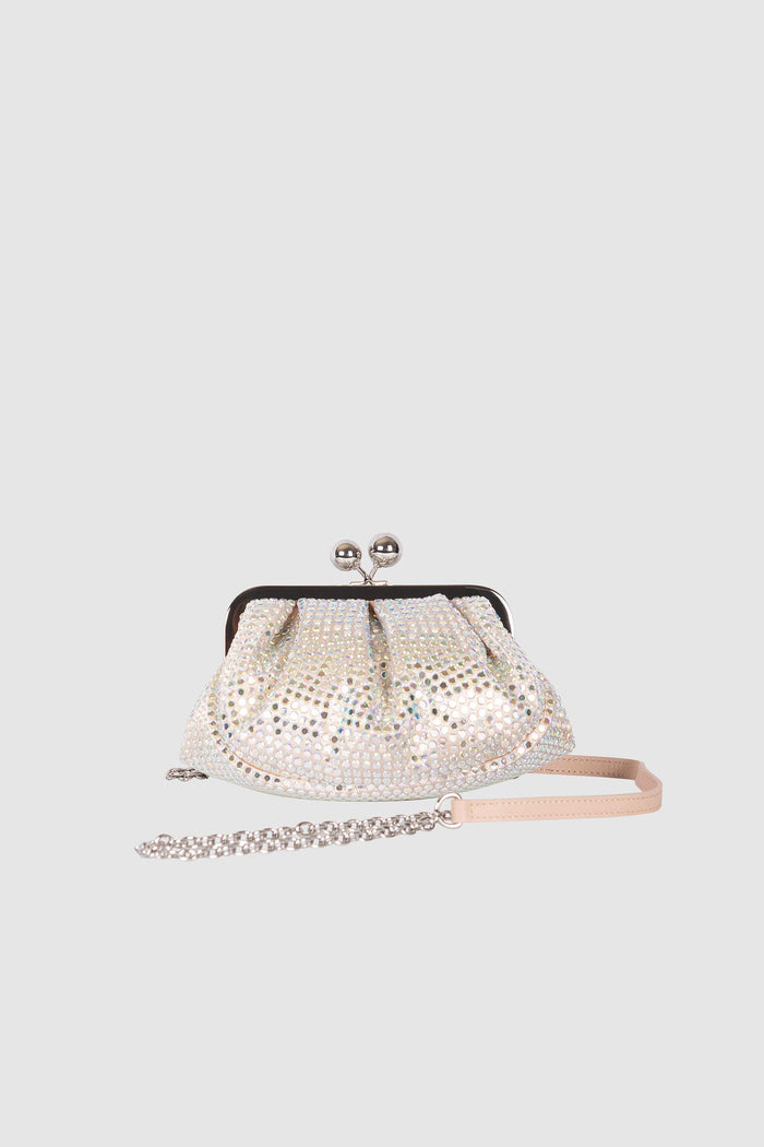 Pasticcino Bag small in raso con strass - Rosa antico-3