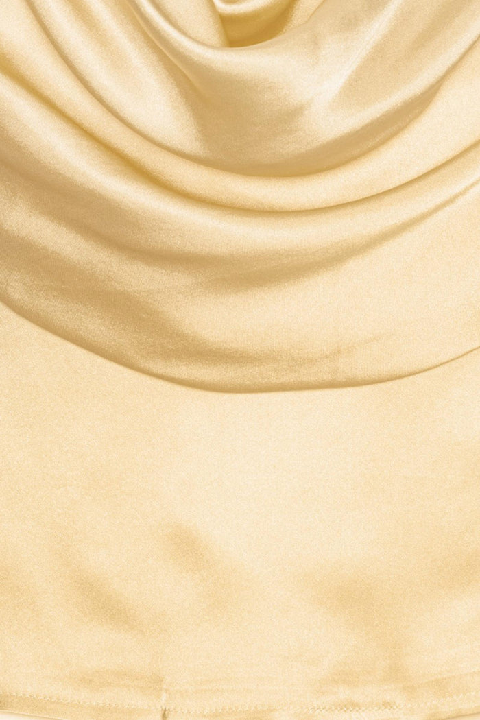 Top a cascata in chiffon giallo-7