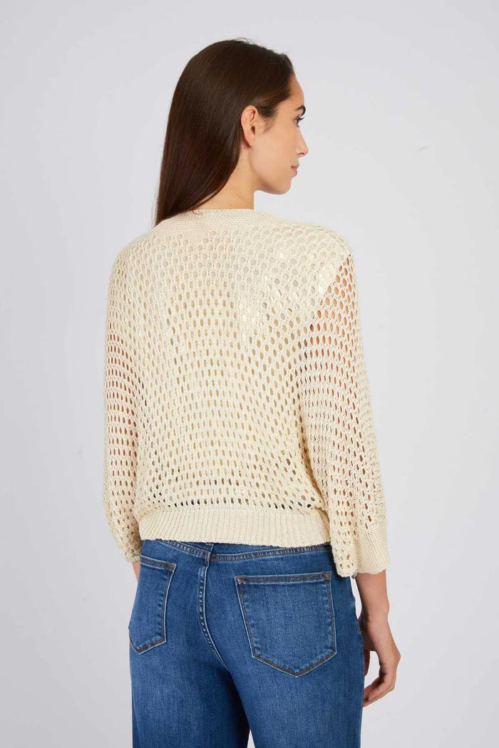 Cardigan in maglia traforata semplice FORTUNE-3