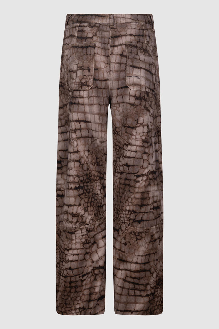 Jeans in drill con stampa alligatore-2