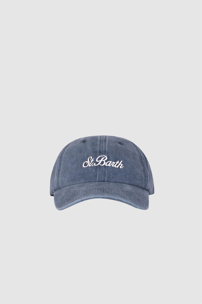 Cappellino Davis in denim blu navy con ricamo Saint Barth