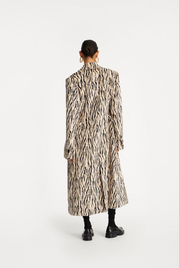 Cappotto in pelliccia sintetica stampata nera-5