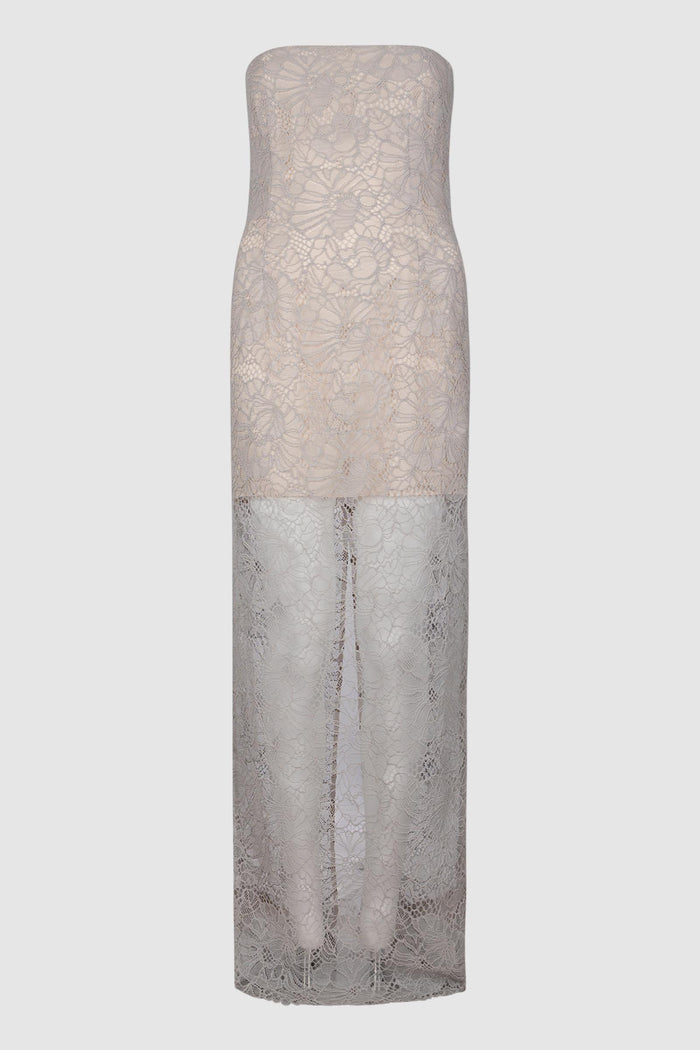 flower mesh tube dress-1