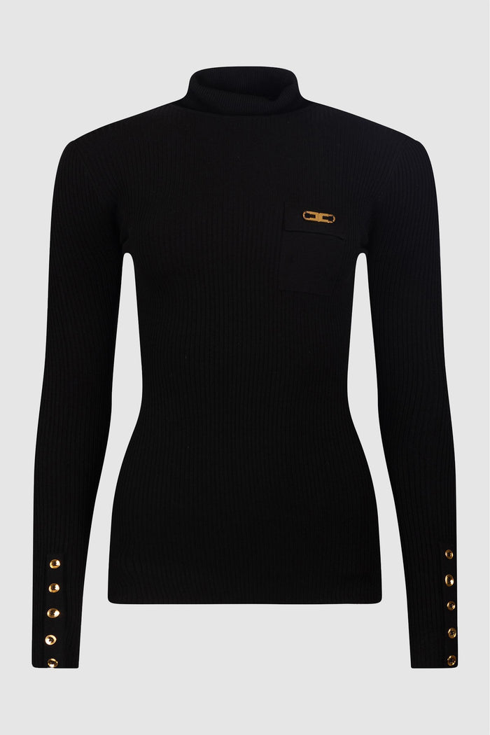 Dolcevita Nero con Bottoni Oro e Logo