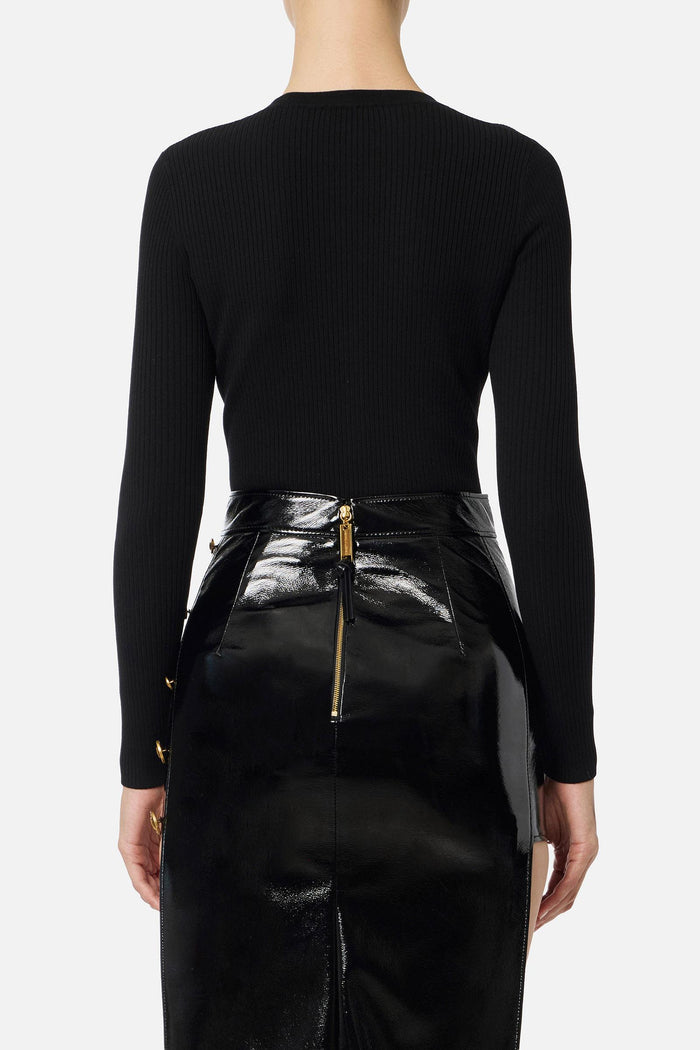 Maglia a costine con taschino<BR/>-3