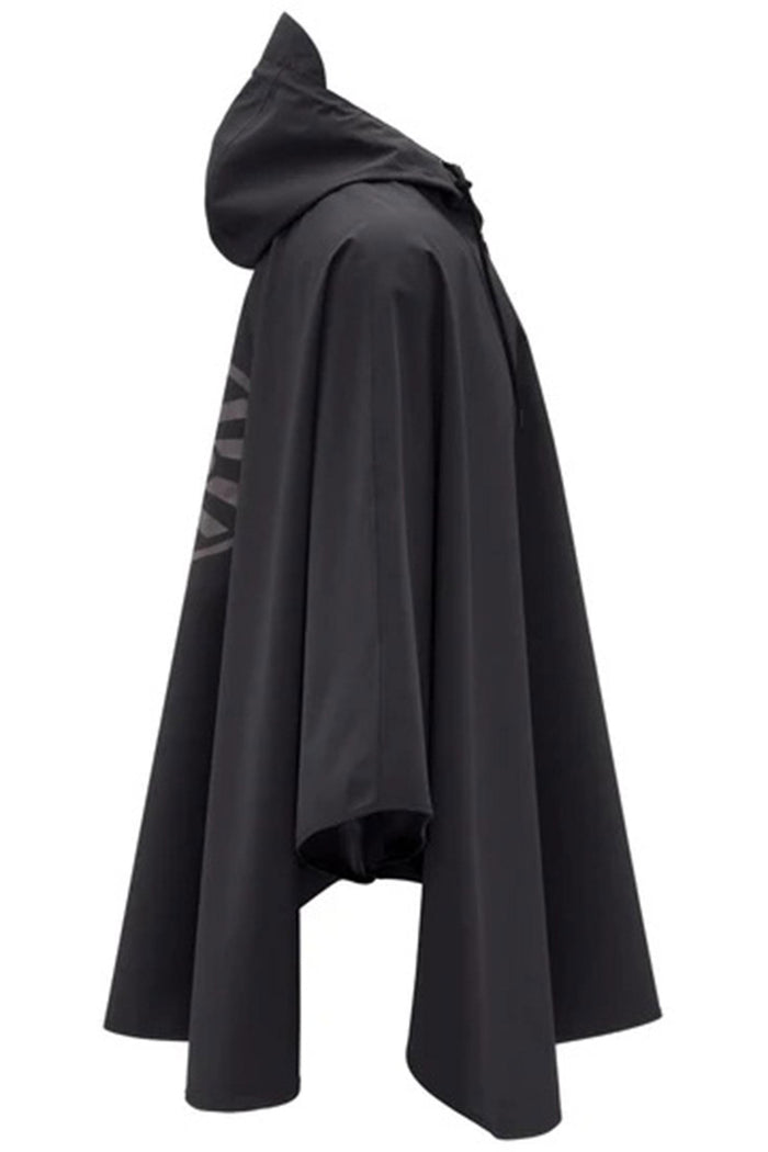 Giacca poncho nera unisex in tessuto tecnico resistente all'acqua-2