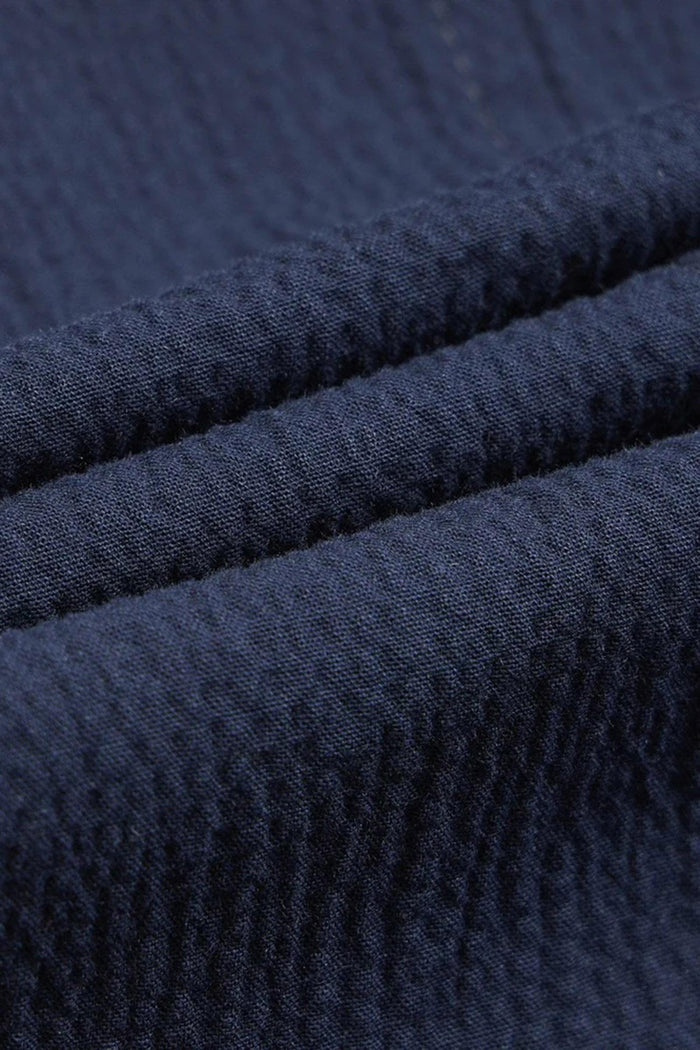 Giubbotto in seersucker di cotone blu-4