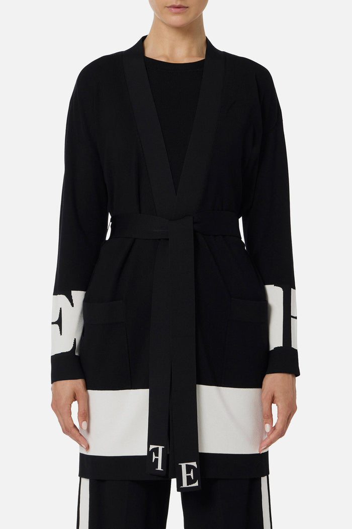 Cardigan in viscosa con bande lucide-2