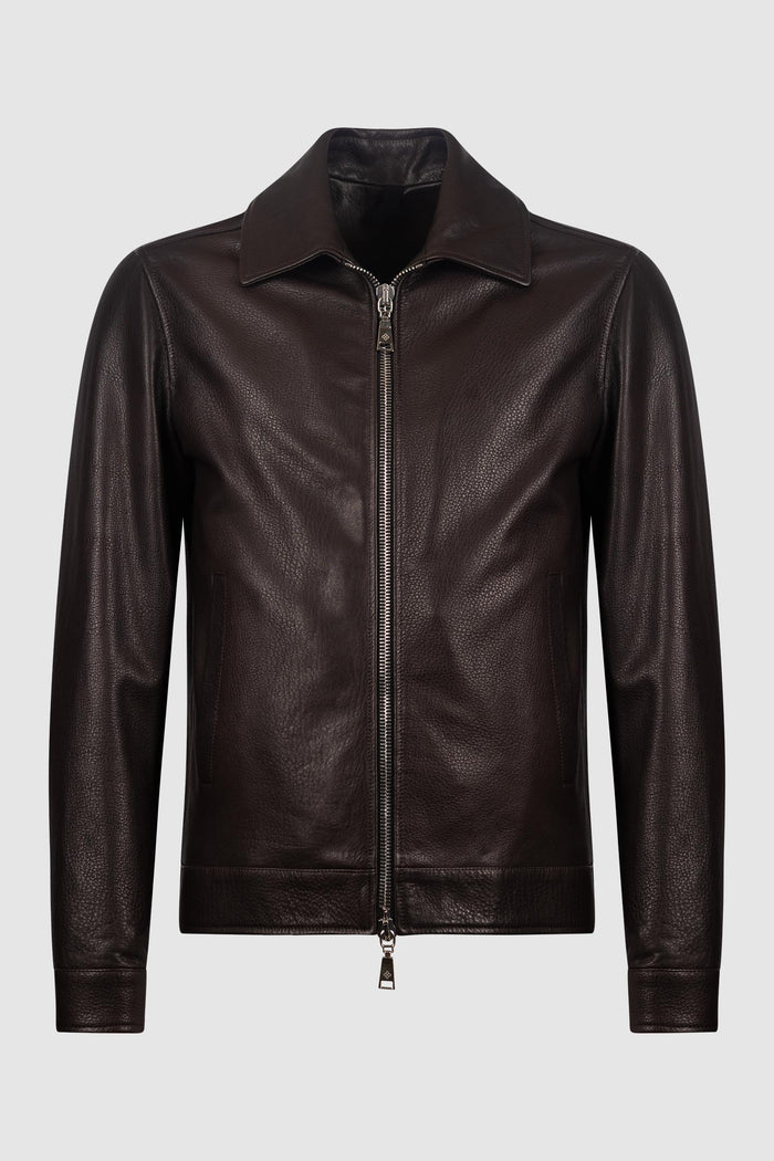 Giacca in Pelle Marrone-1