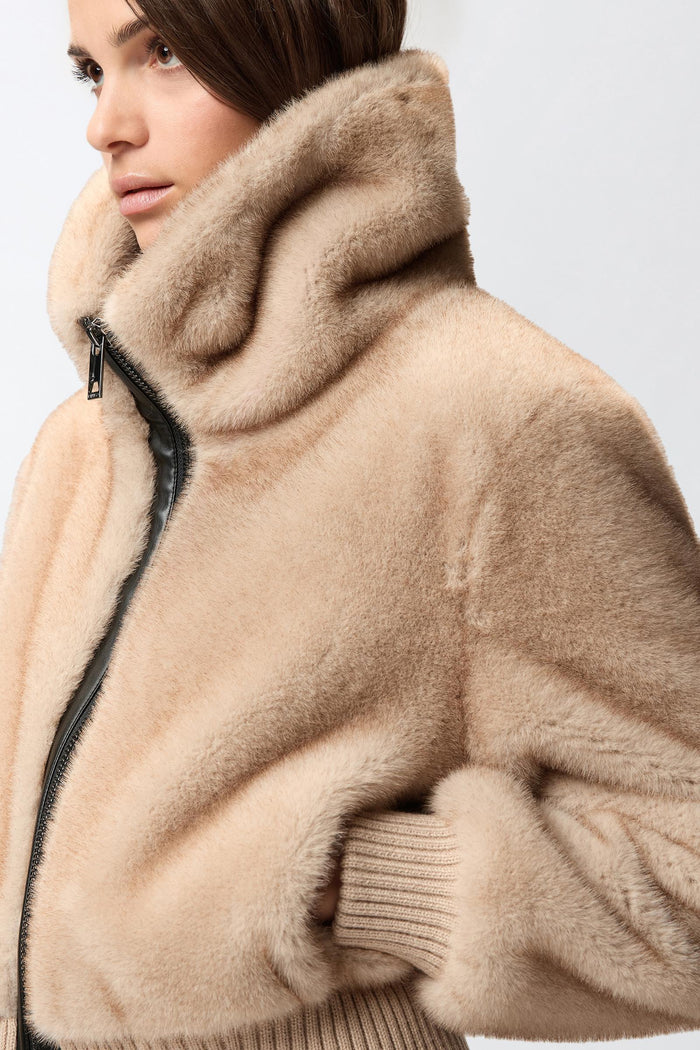 Bomber in tessuto effetto pelliccia-5